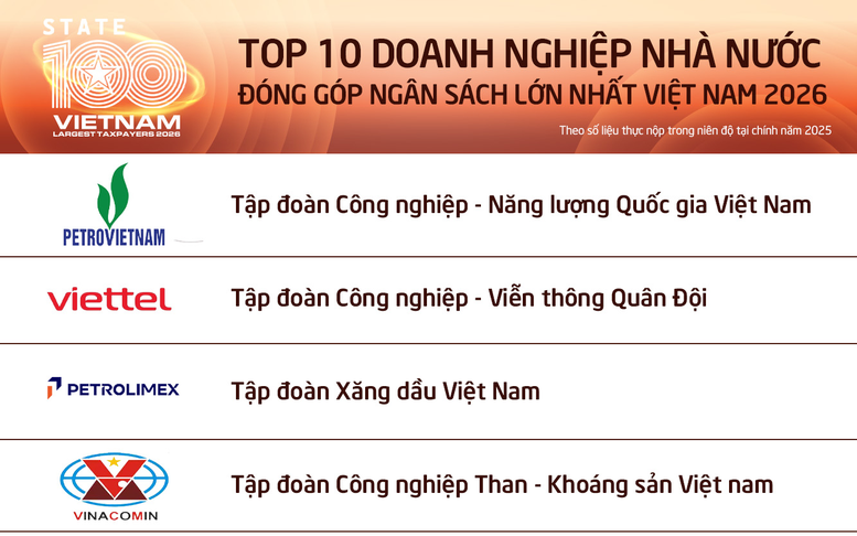 Công bố 100 DNNN nộp ngân sách lớn nhất Việt Nam