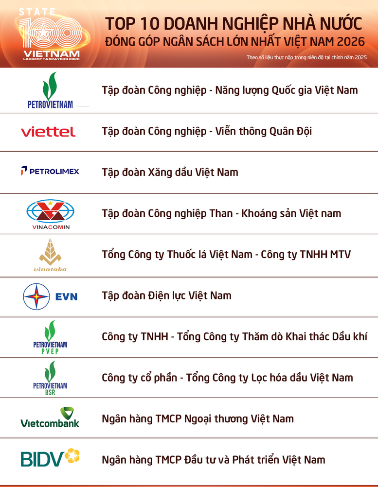 Công bố 100 DNNN nộp ngân sách lớn nhất Việt Nam- Ảnh 1.