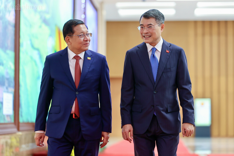 Thủ tướng Lê Minh Hưng hội kiến Tổng thống Myanmar Min Aung Hlaing- Ảnh 1.