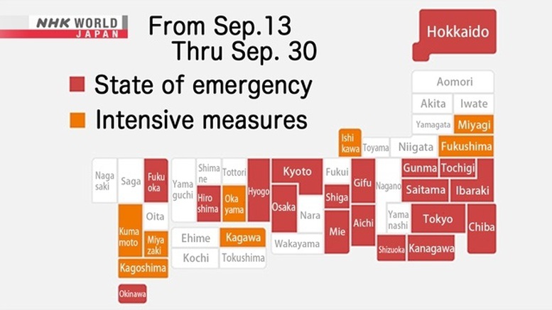 Nhật Bản dỡ bỏ hoàn toàn tình trạng khẩn cấp vào cuối tháng 9