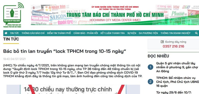 Bác bỏ tin đồn “lock TPHCM trong 10-15 ngày”