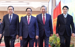 Tổng Bí thư Tô Lâm và các đồng chí lãnh đạo chủ chốt dự Hội nghị toàn quốc Chính phủ và chính quyền địa phương