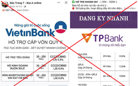 Mạo danh ngân hàng cho vay lãi suất rất thấp: Bộ Công an yêu cầu cảnh giác cao độ