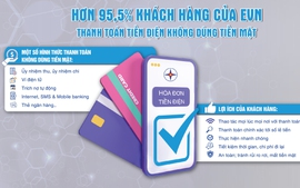 EVN:Trên 95% khách hàng thanh toán tiền điện không dùng tiền mặt