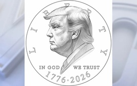 Bản thiết kế đồng xu 1 USD khắc hình Tổng thống Mỹ Donald Trump