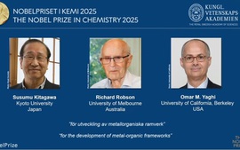 Giải Nobel Hóa học 2025 vinh danh 3 nhà khoa học vì phát triển khung cơ kim