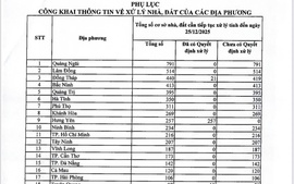 Công khai tình hình xử lý nhà, đất tại các địa phương
