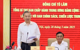 Tổng Bí thư Tô Lâm làm việc với Ban Chính sách, chiến lược Trung ương về cơ chế, chính sách quản lý hiệu quả thị trường vàng