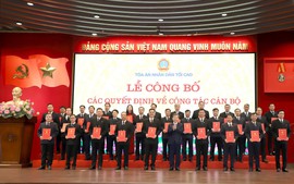 Tòa án Nhân dân tối cao công bố các quyết định về công tác cán bộ