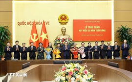 Chủ tịch Quốc hội Trần Thanh Mẫn dự Lễ trao tặng Huy hiệu 35 năm tuổi Đảng