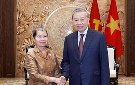 Tổng Bí thư Tô Lâm tiếp Đoàn đại biểu Hội đồng Quốc gia Mặt trận Đoàn kết Phát triển Tổ quốc Campuchia