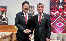 Thủ tướng Lê Minh Hưng gặp Thủ tướng Singapore Lawrence Wong