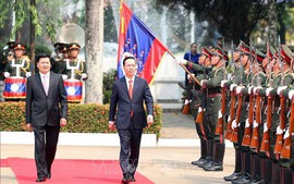 Pictures: Official welcome ceremony for Vietnamese President in Laos
