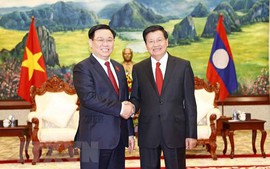 越南国会主席王廷惠会见老挝人民革命党中央总书记、国家主席