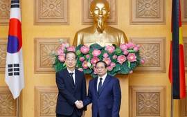 越南政府总理范明正会见韩国总理韩德洙