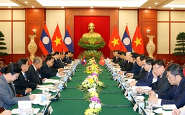 Tổng Bí thư Nguyễn Phú Trọng hội đàm với Tổng Bí thư, Chủ tịch nước Lào