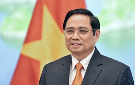 越南政府总理范明正在2021年服贸会全球服务贸易峰会通过视频发表讲话