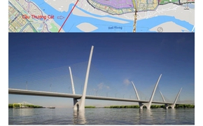 Four out of Ha Noi's seven new bridges over Red River are gradually taking shape