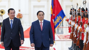Chùm ảnh: Lễ đón chính thức Thủ tướng Phạm Minh Chính thăm Campuchia