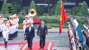 Chùm ảnh: Lễ đón trọng thể Thủ tướng Lào Sonexay Siphandone thăm chính thức Việt Nam