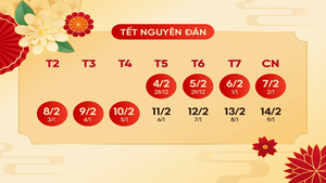 Lịch nghỉ Tết Nguyên đán 2027