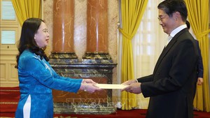 越南国家代主席武氏映春会见前来呈递国书的日本新任驻越南大使