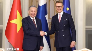 越共中央总书记苏林与芬兰总统见证两国合作文件签署仪式