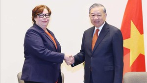 越共中央总书记苏林会见芬兰共产党总书记蒂娜&#183;桑德伯格