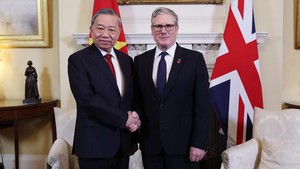 越共中央总书记苏林与英国首相举行会谈
