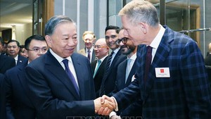 越共中央总书记苏林出席越英企业座谈会