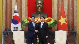 越南国家主席梁强会见韩国国会议长禹元植