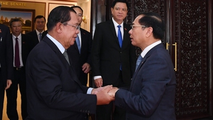 裴青山副总理会见柬埔寨参议院议长洪森和首相洪玛奈