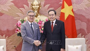 越南国会主席陈青敏会见老挝外交部长