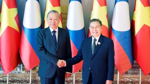 越共中央总书记苏林会见老挝国会主席赛宋蓬&#183;丰威汉