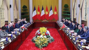 越南国家主席梁强与法国总统举行会谈