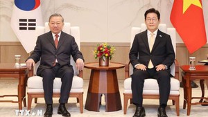 越共中央总书记苏林同韩国总统李在明举行会谈