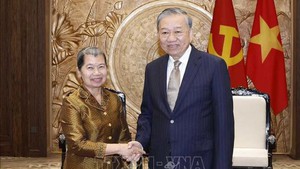 越共中央总书记苏林会见柬埔寨人民党代表团