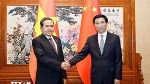越南国会主席陈青敏会见中国全国政协主席王沪宁