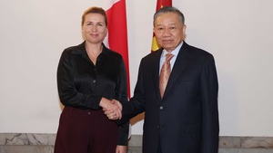 越共中央总书记、国家主席苏林与丹麦首相梅特·弗雷泽里克森举行会谈