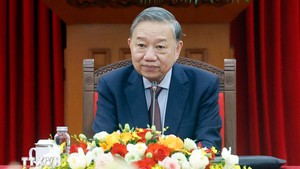 越共中央总书记苏林会见中国外交、国防、公安三部部长