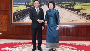 越共中央书记处常务书记陈锦秀会见柬埔寨国会主席昆索达莉
