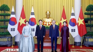 越共中央总书记、国家主席苏林同韩国总统李在明举行会谈