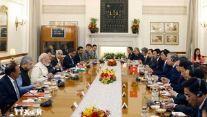 越共中央总书记、国家主席苏林同印度总理莫迪举行会谈