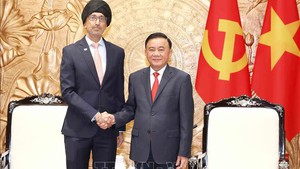 越共中央书记处常务书记陈锦绣会见新加坡驻越南大使
