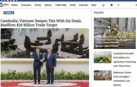 Cambodian media highlight outcomes of Vietnamese Prime Minister’s visit