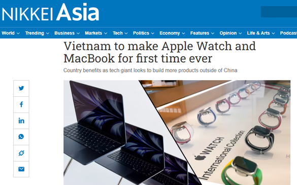 Apple hướng tới sản xuất đồng hồ thông minh và máy tính xách tay tại Việt Nam