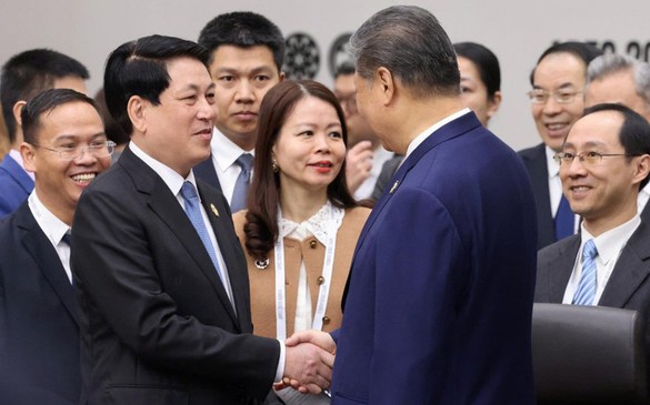 Chủ tịch nước Lương Cường gặp Tổng Bí thư, Chủ tịch nước Trung Quốc Tập Cận Bình