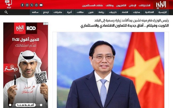 Truyền thông Kuwait và Trung Đông đồng loạt đưa tin về chuyến thăm của Thủ tướng Phạm Minh Chính