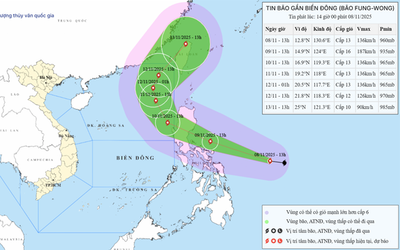 Biển Đông sắp đón bão số 14
