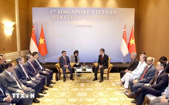 Singapore hosts official welcome ceremony for Politburo member Tran Cam Tu